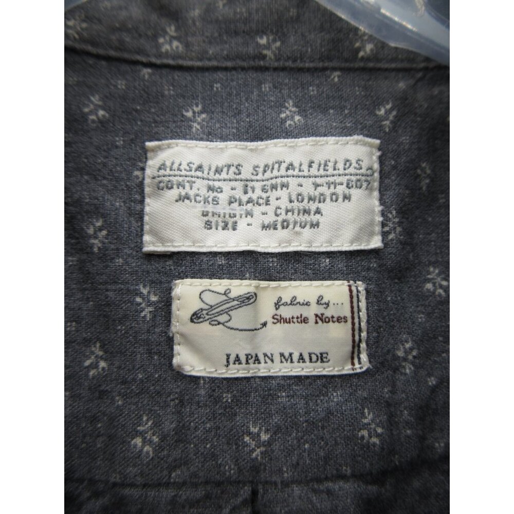 All Saints Shirt Medium Spitalfields Button Up Pocket AOP Japan Made * - Picture 9 of 11